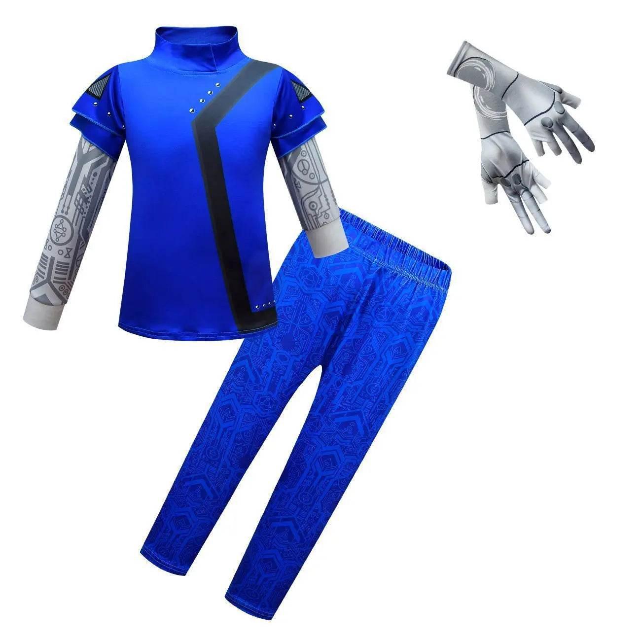 Zombies 3 Blue Cosplay Costume two piece set Bodysuit Outfits for kids - Azufun