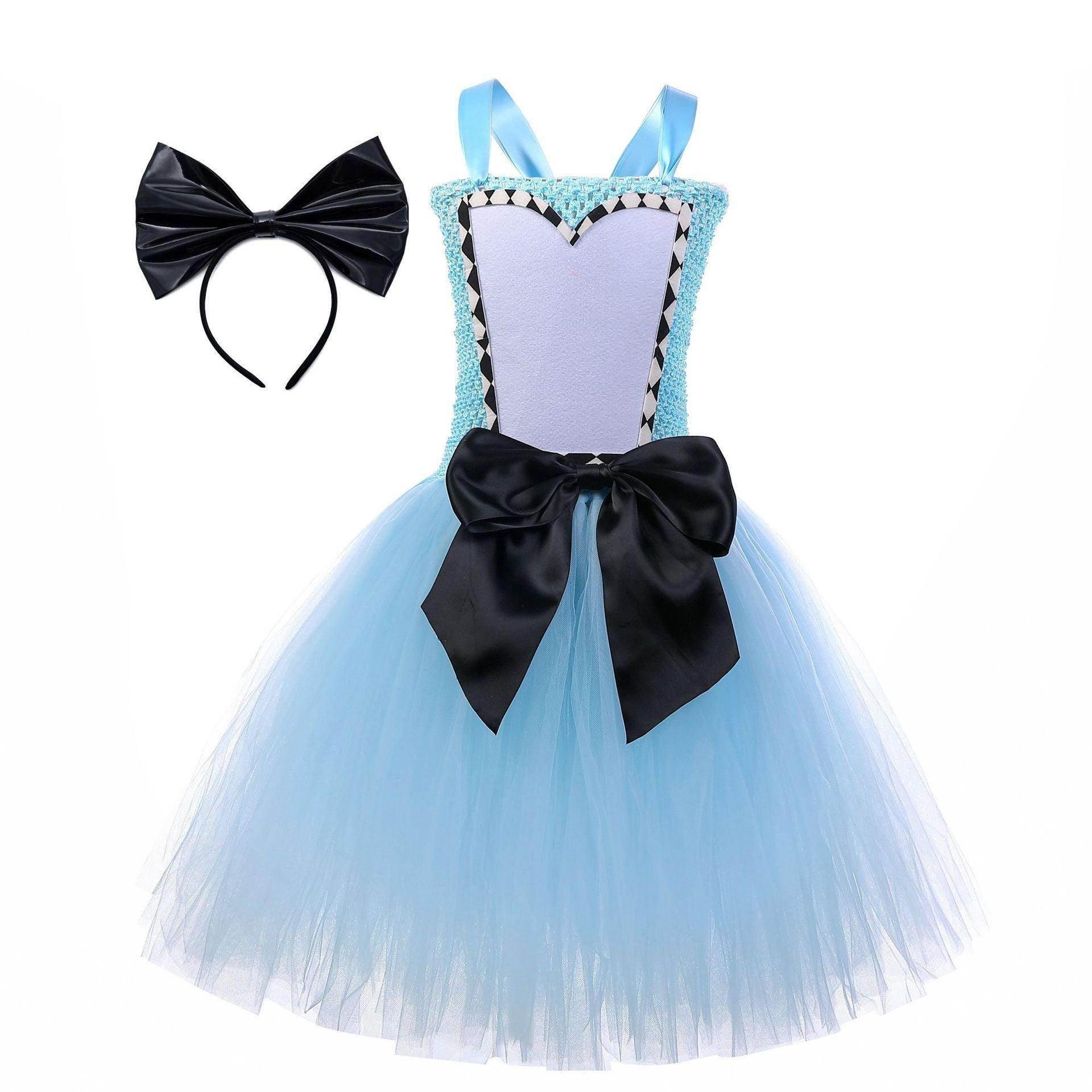 Alice in Wonderland Alice Princess Costume Kids Girls Cosplay Party Tutu Dress Halloween - Azufun