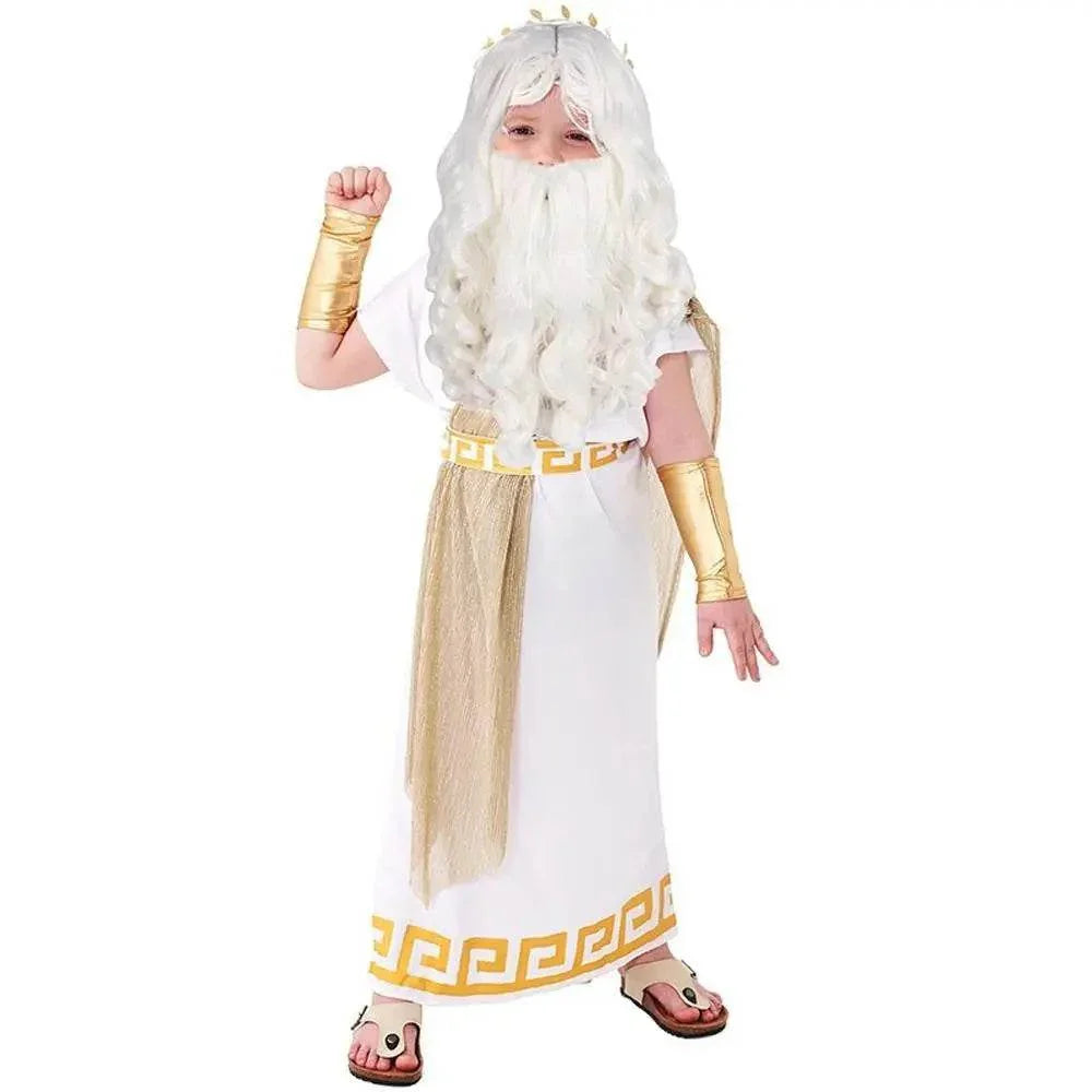 ancient greek mythology zeus Children Halloween carnival costume for kids - Azufun