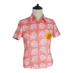 Animal Crossing Button Up Shirt Costume Cosplay Leaf Tee Shirts Top Halloween Outfit Dress Up For Adults - Azufun