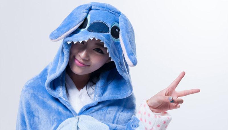 Animal Kigurumi Blue Stitch Cosplay Costume Hoodie Cloak - Pajamasbuy