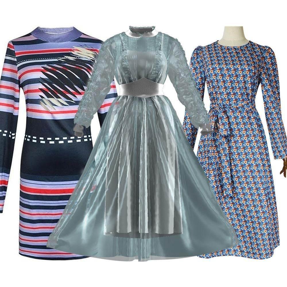 Astrid Deetz Costume Ball Dress Beetlejuice Skirt Striped Dress For Women Halloween - Azufun