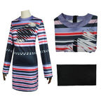 Astrid Deetz Costume Ball Dress Beetlejuice Skirt Striped Dress For Women Halloween - Azufun
