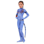 Avatar 2 Neytiri Battle Costume Tail Suit Unisex Jumpsuit Halloween Cosplay Zentai Bodysuit for Adult Kids - Azufun