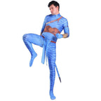 Avatar 2 Neytiri Battle Costume Tail Suit Unisex Jumpsuit Halloween Cosplay Zentai Bodysuit for Adult Kids - Azufun