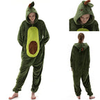 BuyAvocado Fruit Cartoon Kigurumi Costume Cozy Fleece Pajamas Now Cheaper With 3 - 5 Days Ship - PajamasBuy