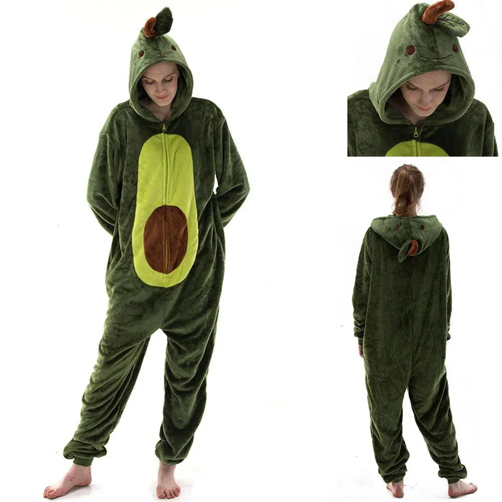 BuyAvocado Fruit Cartoon Kigurumi Costume Cozy Fleece Pajamas Now Cheaper With 3 - 5 Days Ship - PajamasBuy
