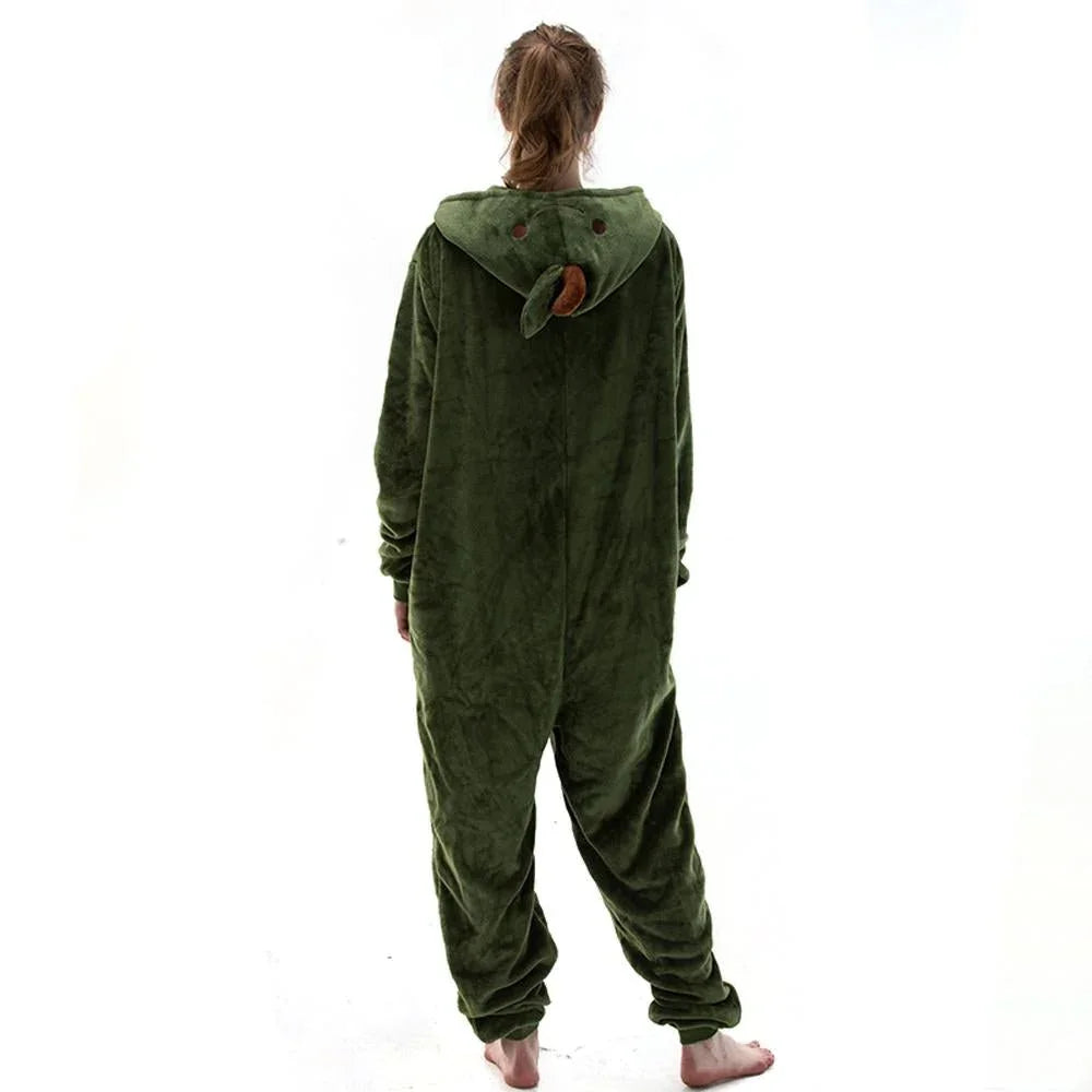 BuyAvocado Fruit Cartoon Kigurumi Costume Cozy Fleece Pajamas Now Cheaper With 3 - 5 Days Ship - PajamasBuy