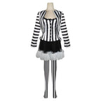 Beetlejuice 2 Costume Black and White Striped Women Dress Outfits - Azufun