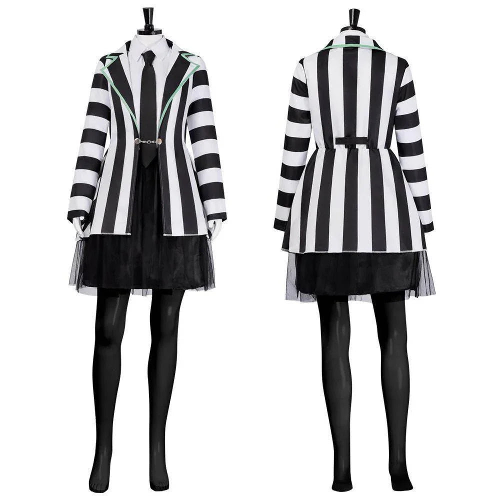 Beetlejuice Adult Kids Blazer Dress Costume For Women Girl - Azufun