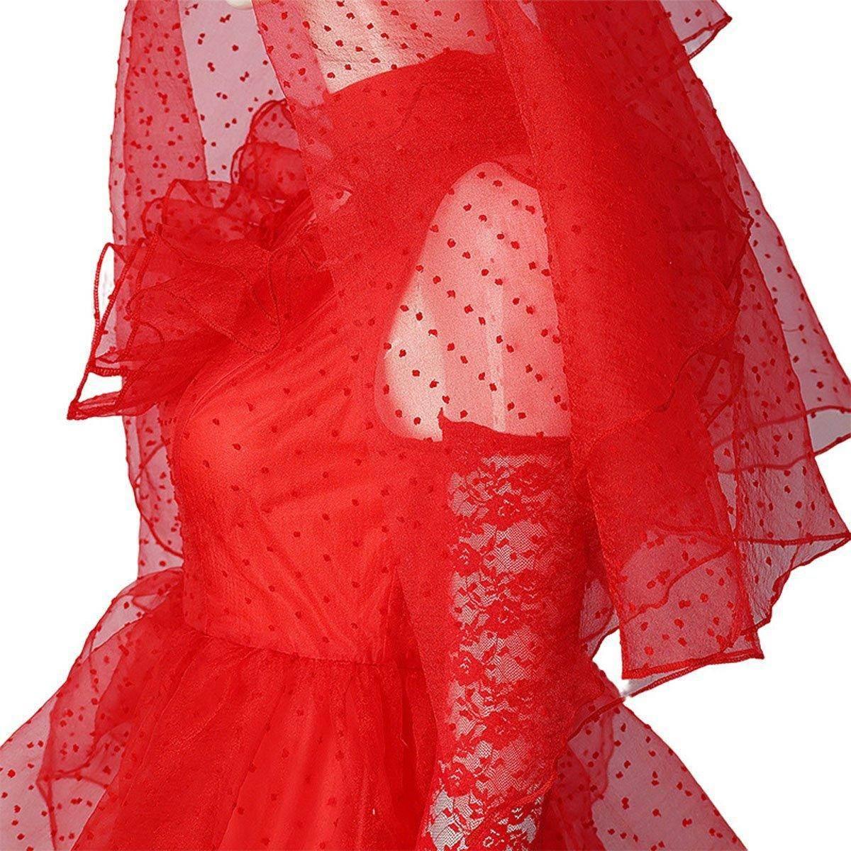 Beetlejuice Lydia Deetz Red wedding Dress Halloween Cosplay Costume For Women - Azufun