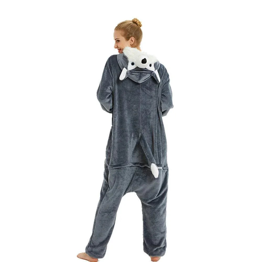 BuyBlack Husky Dog Kigurumi Onesies Pajamas Costume for Adult Now Cheaper With 3 - 5 Days Ship - PajamasBuy