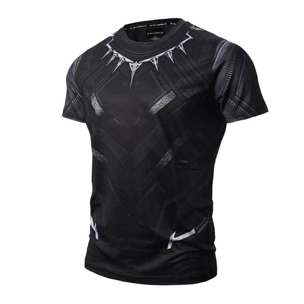 Black Panther Men T shirt Short Sleeve Running Fitness Tee Top - Azufun