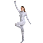 Black Widow White Cosplay Costume Zentai Bodysuit for Halloween Party - Azufun
