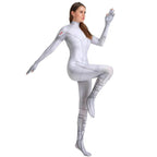 Black Widow White Cosplay Costume Zentai Bodysuit for Halloween Party - Azufun