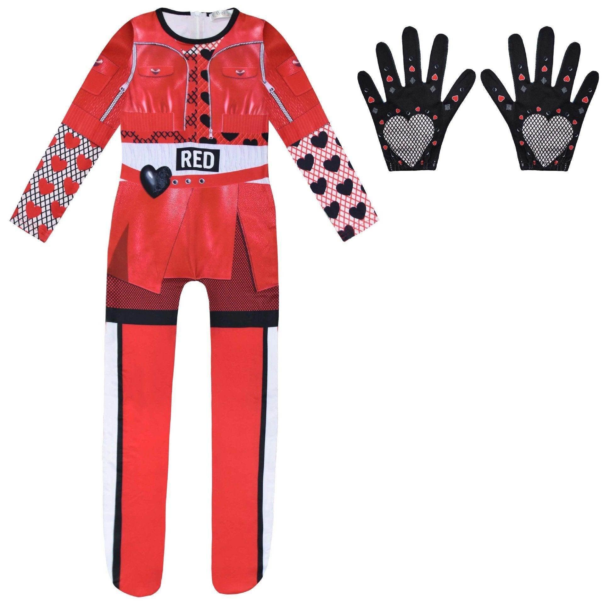 Descendants 4 Queen Of Hearts Red Costume For Girls Kids Halloween - Azufun