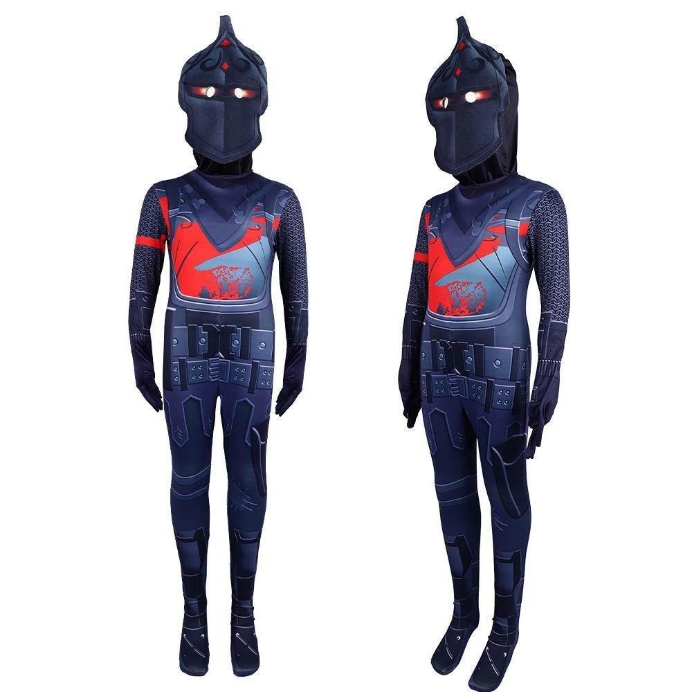 Game Fortnite Black Knight Kids Jumpsuit Outfit Carnival Suit Cosplay Costume - Azufun