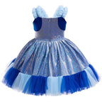 Girls' Bluey Princess Dress Costume Cartoon Print Cosplay Tutu for Kids - Azufun