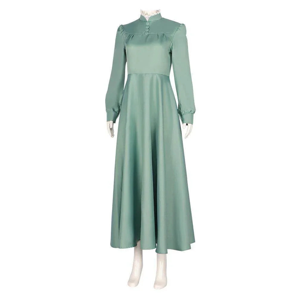 Howl's Moving Castle Green Maid Dress Halloween Carnival Suit Cosplay Costume - Azufun