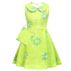 Inside Out Joy Costume Collared Dress for Girls Sleeveless Dress with Bag - Azufun