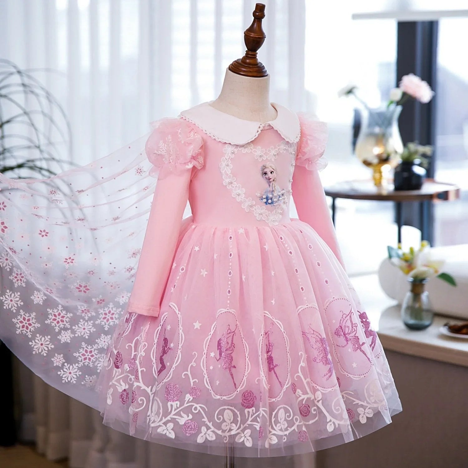 Frozen dresses Elsa princess dress cape Girls baby fluffy Costume Tutu Dress