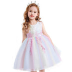Children's Mesh Summer Dress Princess Dress Girls Performance Costume Flower Tutu Dress