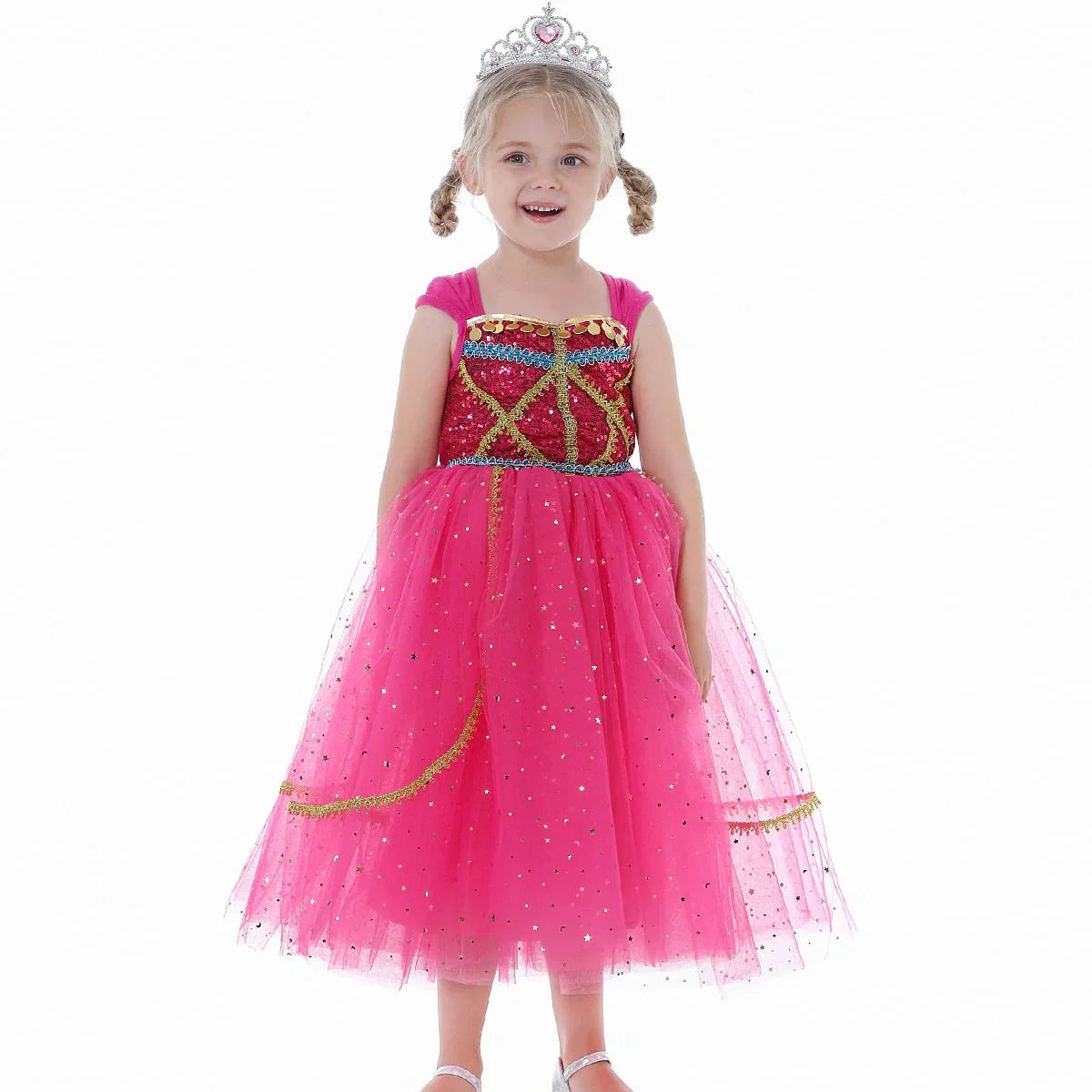 Aladdin Princess Cosplay Costume Dress Skirt Jasmine Birthday Halloween Party Mesh Outfit for Girls