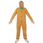 Adult Gingerbread Man Costume Christmas Holiday Hoddie Funny Pajamas - Azufun