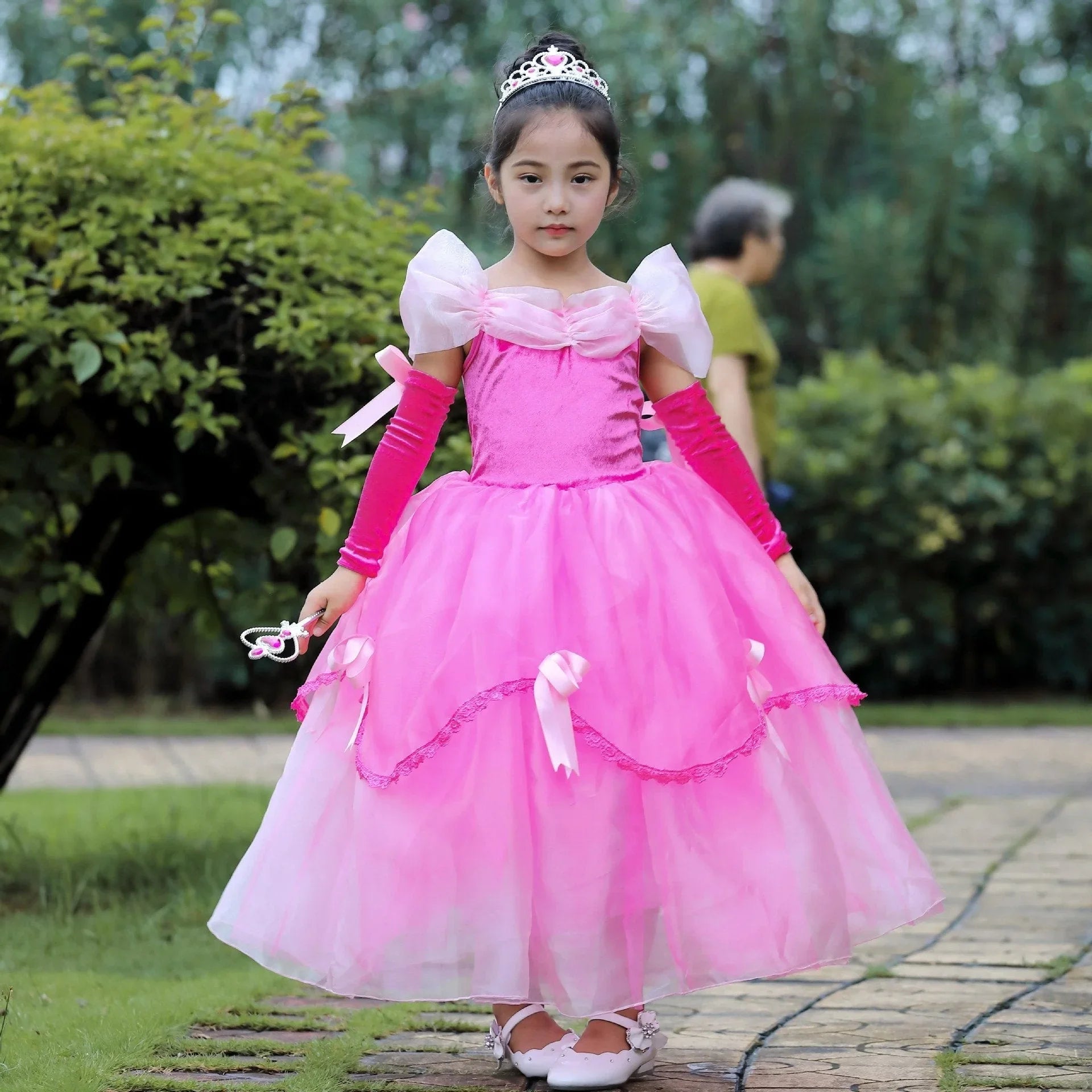 Girls Belle Cinderella Snow White Princess Costume Long Tutu Dress - Azufun