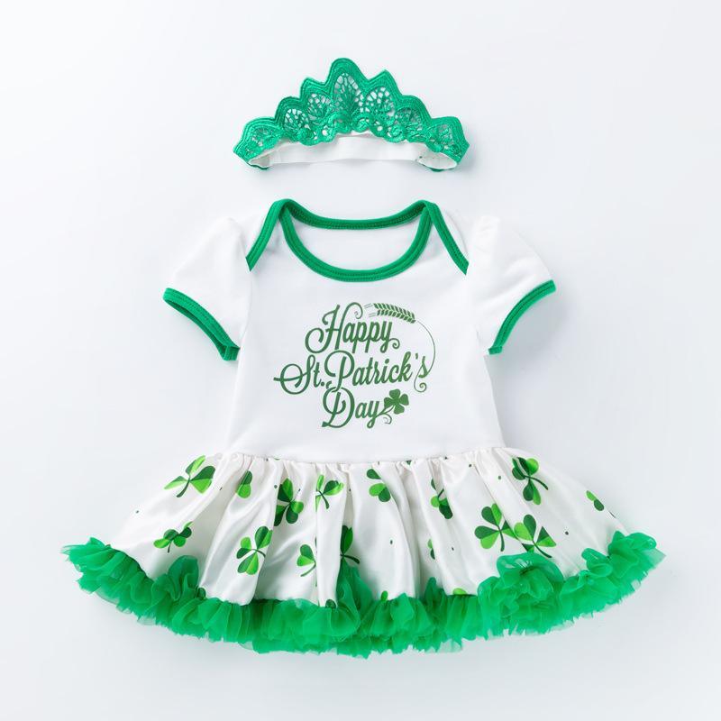 Infant Baby Girls St. Patrick?¡¥s Day Outfit Green Shamrock Romper Tutu Skirt