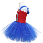 Captain America Superhero Cosplay Costume Kids Princess Dress Halloween Birthday Party for Girls
