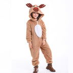 Family Matching Santa Deer Kigurumi Pajamas Hooded Zipper Jumpsuit
