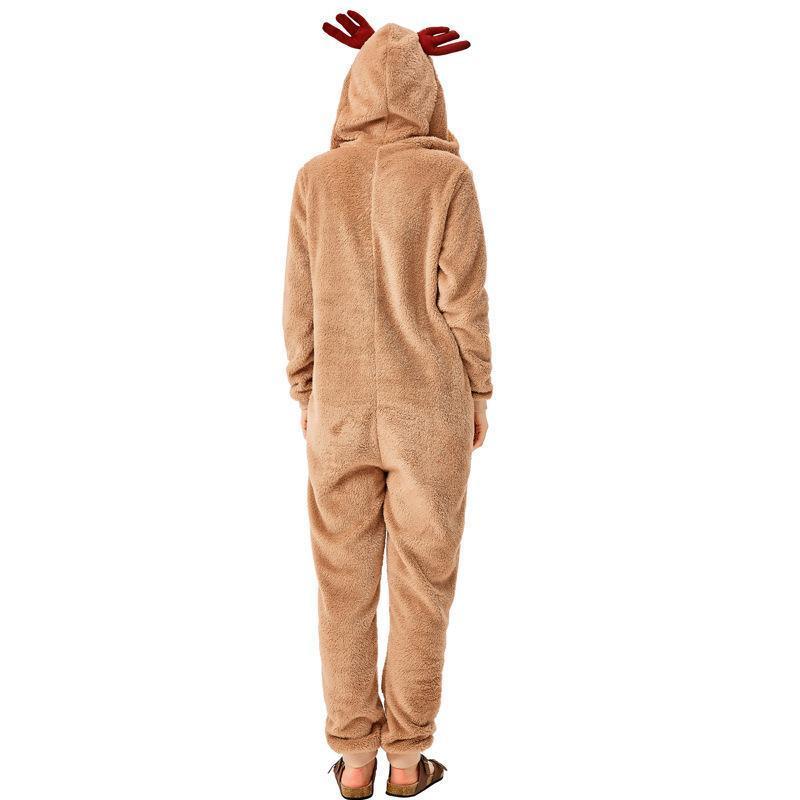 Family Matching Santa Deer Kigurumi Pajamas Hooded Zipper Jumpsuit
