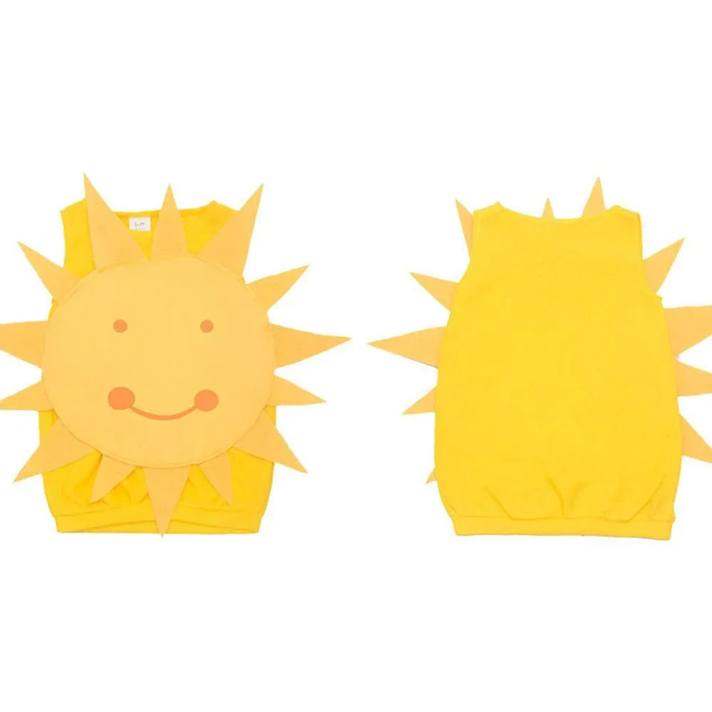 Kids Sun Cosplay Costume Funny Yellow Jumpsuit  Halloween Party Romper for Child