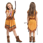 Kids Indian Princess Huntress Cosplay Costume Girls Halloween Dress Up Outfit