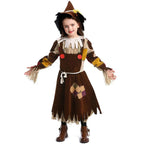 Kids Cosplay Costume The Wizard of Oz Scarecrow Fancy Dress Up Halloween Outfit Suit for Girls