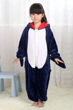 Blue Shark Kigurumi Pajamas Onesie Kid Flannel Animal Hoodie - Azufun