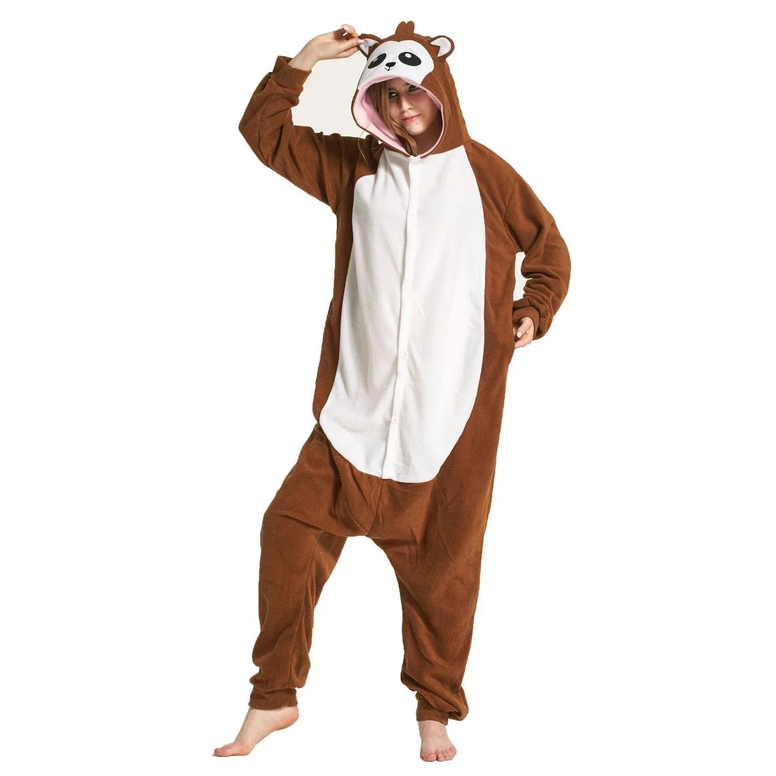 Adult Baboon Animal Pajamas Fleece Kigurumi Costume Onesie - Azufun