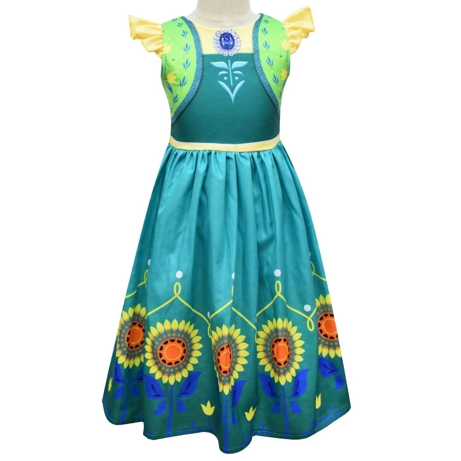 Frozen Anna Cosplay Sleeveless Pleated Dress for Kids - Azufun