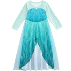 Frozen 2 Elsa blue snow queen princess dress For Toddler Girls - Azufun