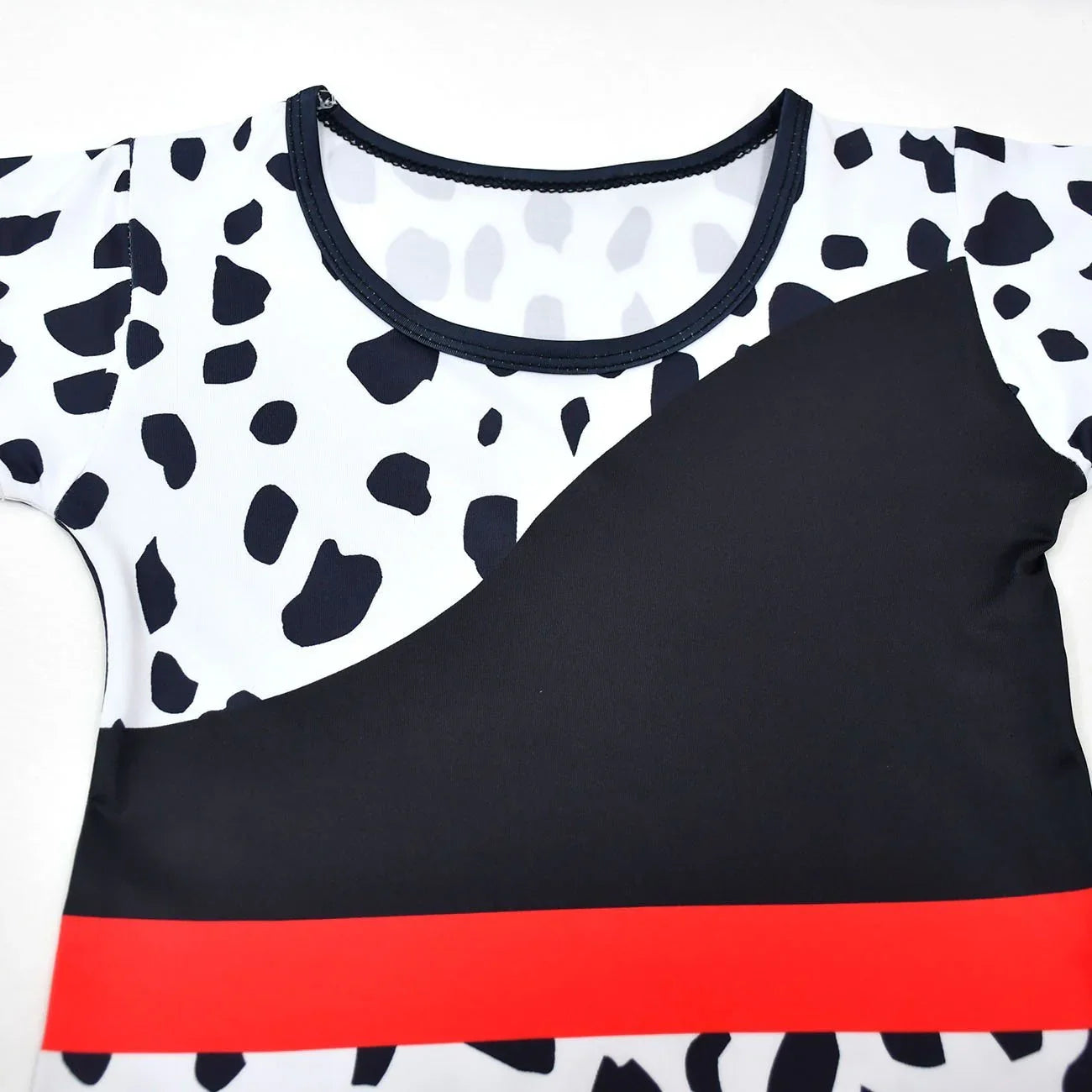 Cruella Costume Cosplay Dress Up Halloween Outfits Role Play Spotted Dot Ruffle Dresses for Girls