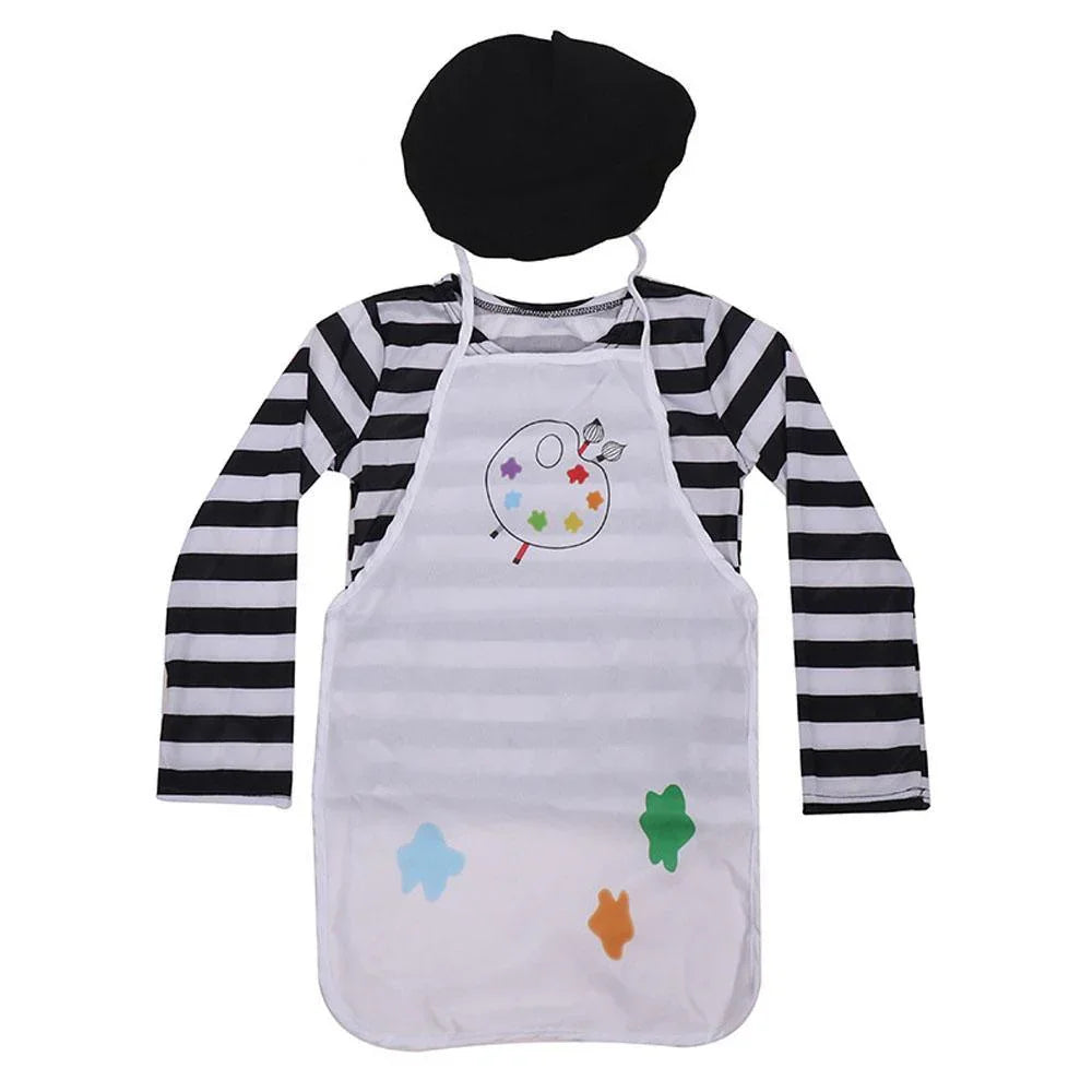 Painter Professional Costume Cosplay Painting Uniform Dress Stage Halloween Role Play for Kids