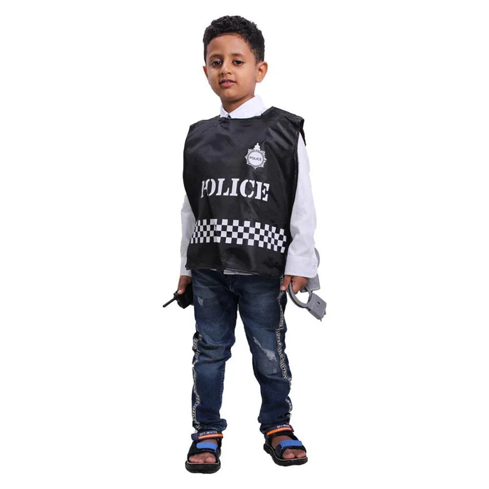 Halloween Cosplay Costume Police Officer Boys Uniform Role Play Dress Up For Kids