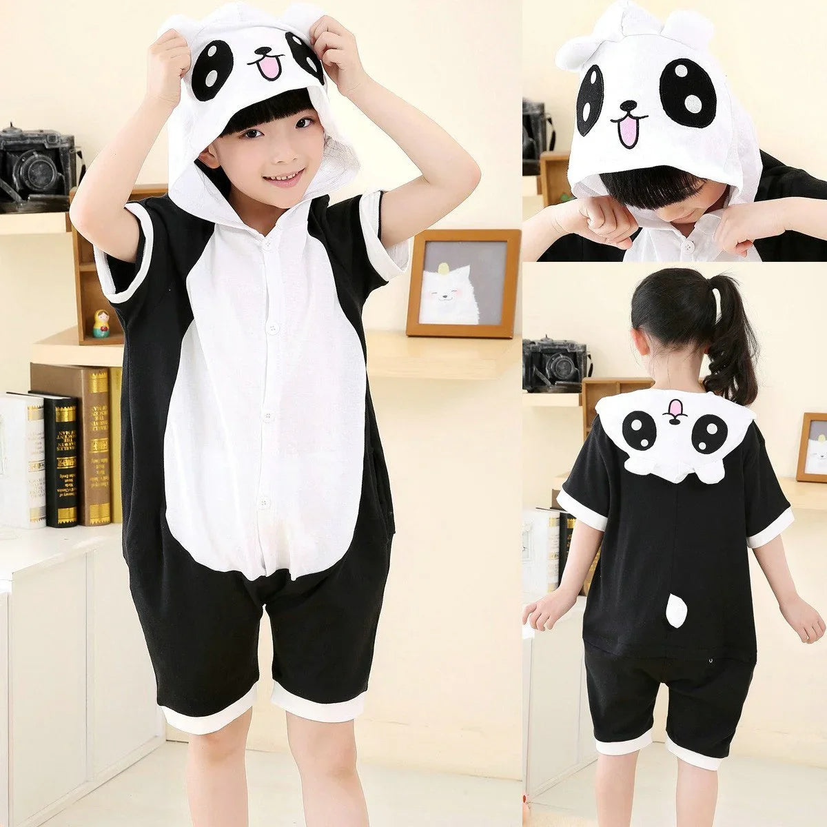 Panda kigurumi kids Animal Onesies Summer Pajamas Costume - Azufun