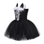 cute cat black Tutu Dress for Baby Girl Halloween Cartoon Costume - Azufun