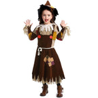 Kids Cosplay Costume The Wizard of Oz Scarecrow Fancy Dress Up Halloween Outfit Suit for Girls