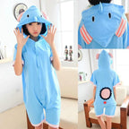 Elephant Pajamas Onesie Hoodie Kigurumi Short Sleeve Costume - Azufun