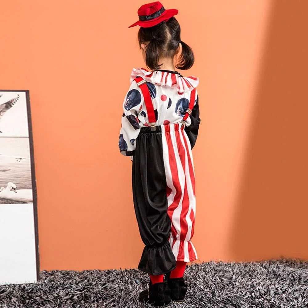 Clown Cosplay Costumes Stage Performance Dress Halloween Children's Day Outfit for Toddler Kids
