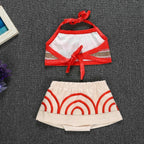 Kids Day Moana Halter Sling Apron Dress Pants Set for Toddler and Girl - Azufun