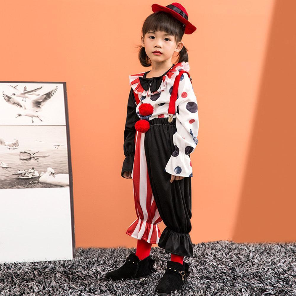 Clown Cosplay Costumes Stage Performance Dress Halloween Children's Day Outfit for Toddler Kids
